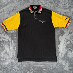 Lion’s Pride Merrill Lynch Invesco Racing Polo Shirt Men L Black Yellow Made USA